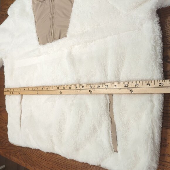 Lands’ End Women’s Fleece Pullover L Ivory Tan Half Zip Sherpa Jacket Soft Cozy - Picture 12 of 16